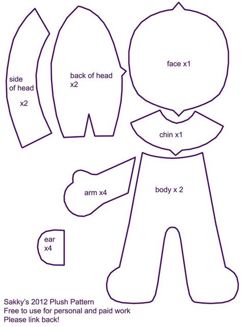 anime plush pattern|anime plush template.